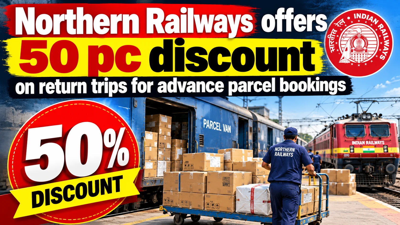 Railways offers 50 pc discount on return trips for advance parcel bookings