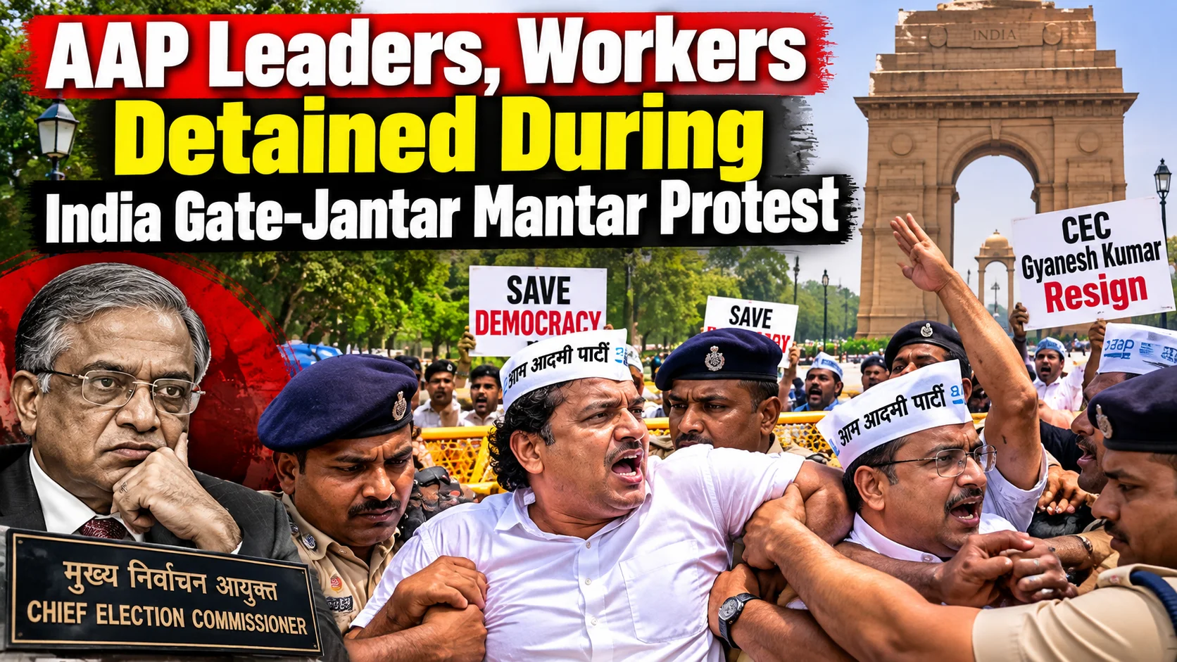 AAP leaders, workers detained during India Gate-Jantar Mantar protest