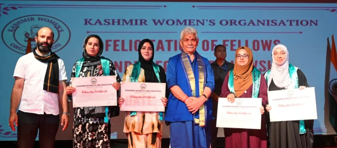 LG Manoj Sinha felicitates recipients of Kashmir Women’s Organization Fellowship