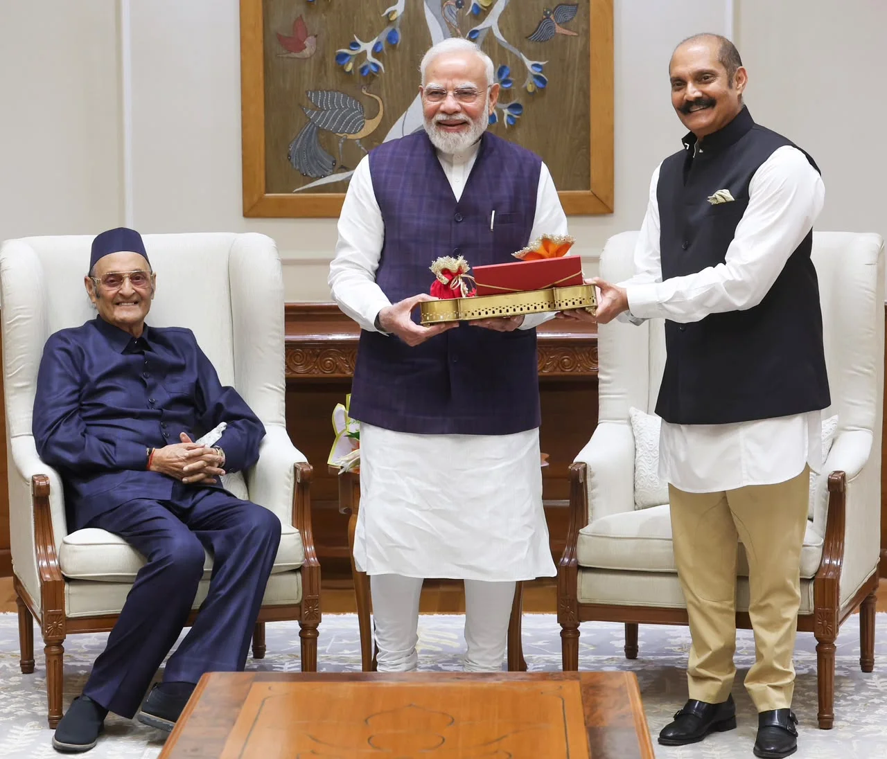 Dr Karan Singh, Vikramaditya Singh call on PM Narendra Modi