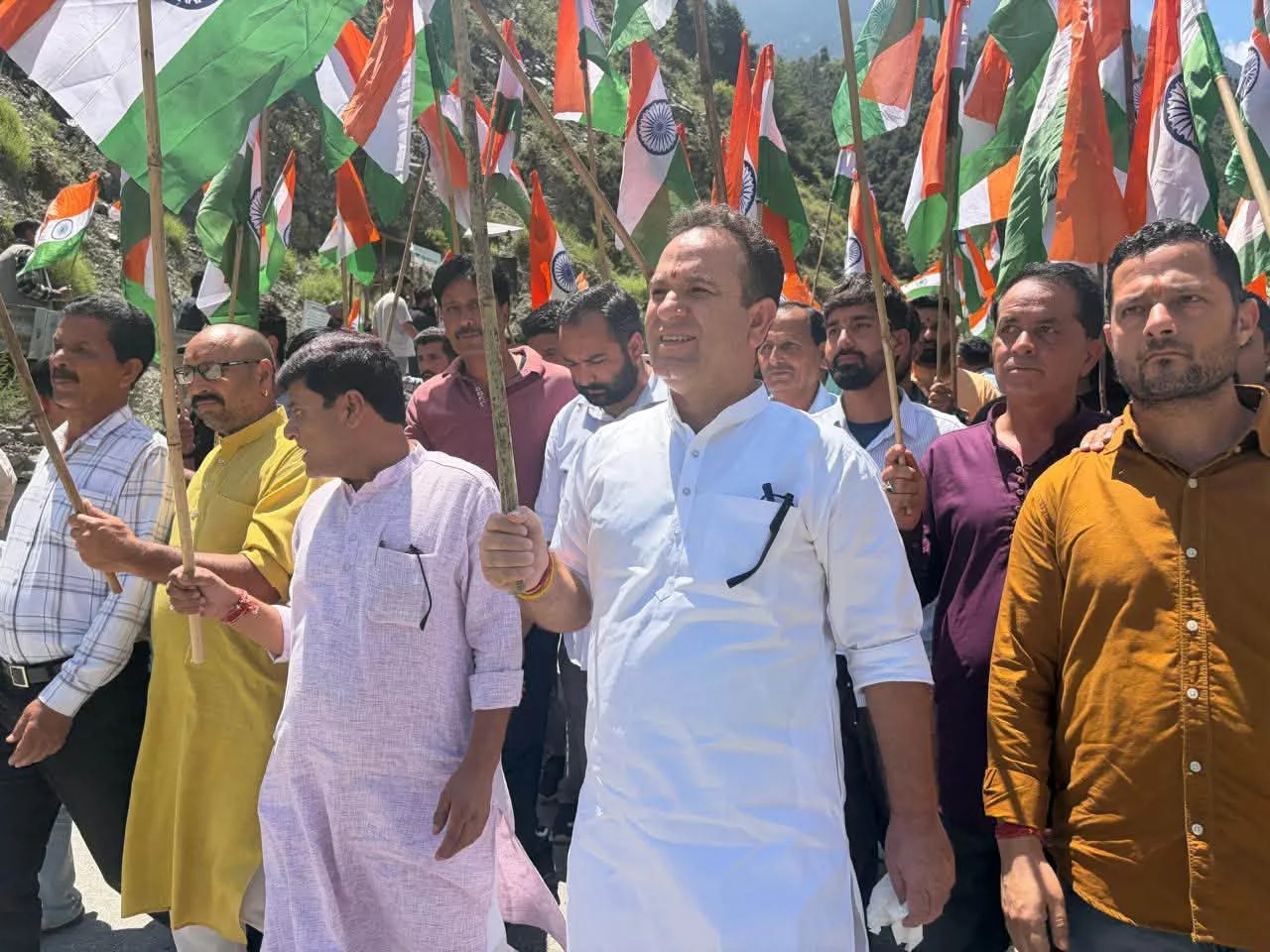LoP Sunil Sharma leads Tiranga Yatra in Kishtwar