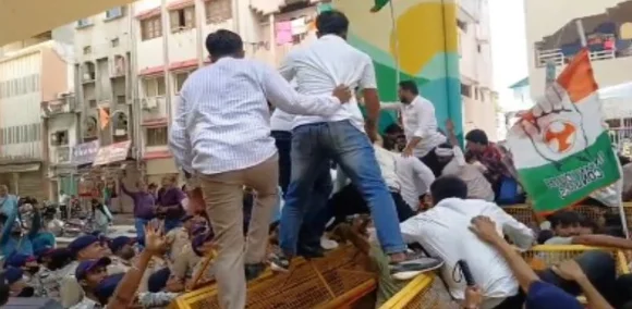 Congress Workers Protest Against E20 Fuel Outside Gadkari’s Nagpur Residence, Several Detained