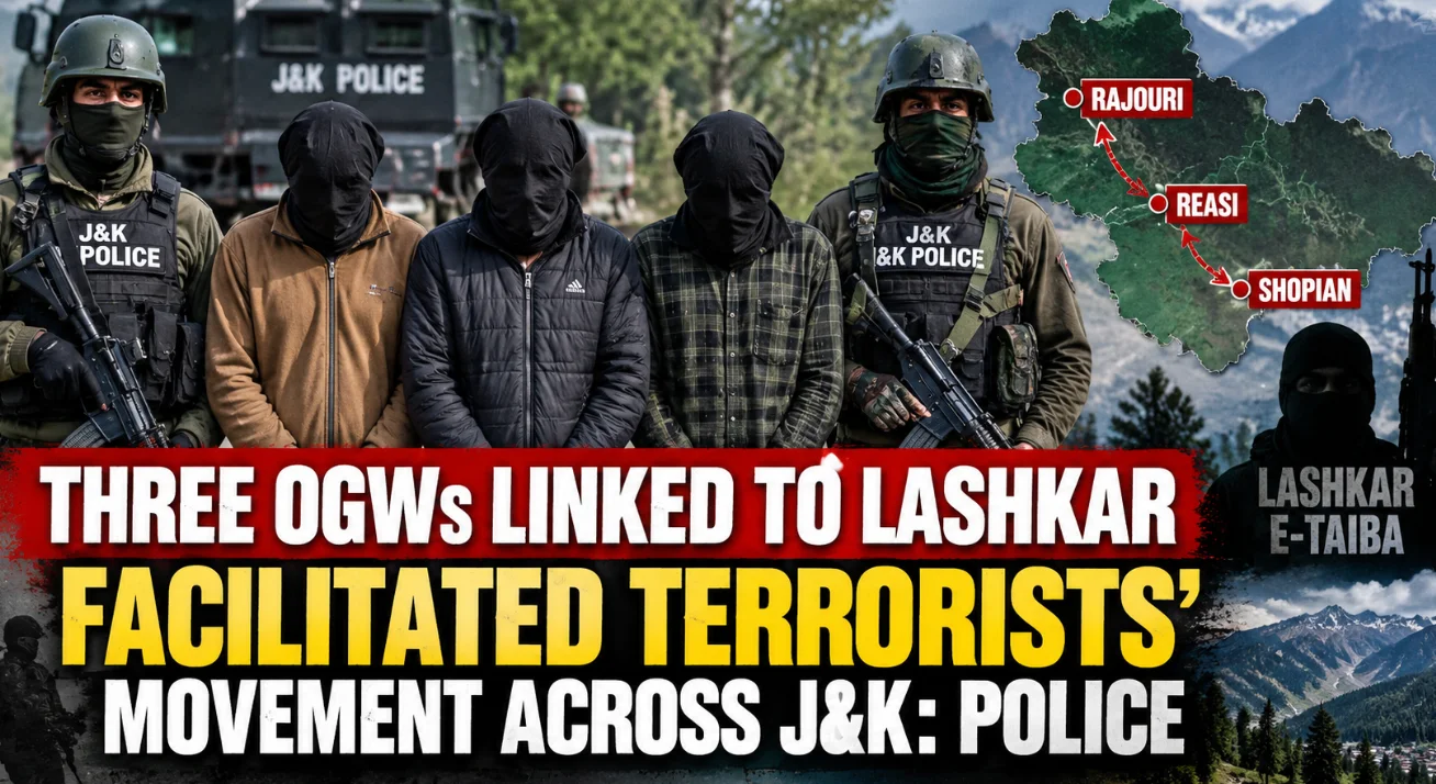 Three OGWs Linked to Lashkar Facilitated Terrorists’ Movement Across J&K: Police