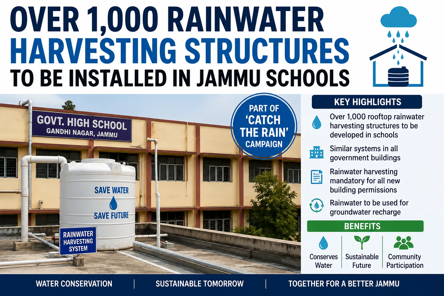 Over 1,000 Rainwater Harvesting Structures to Be Installed in Jammu Schools