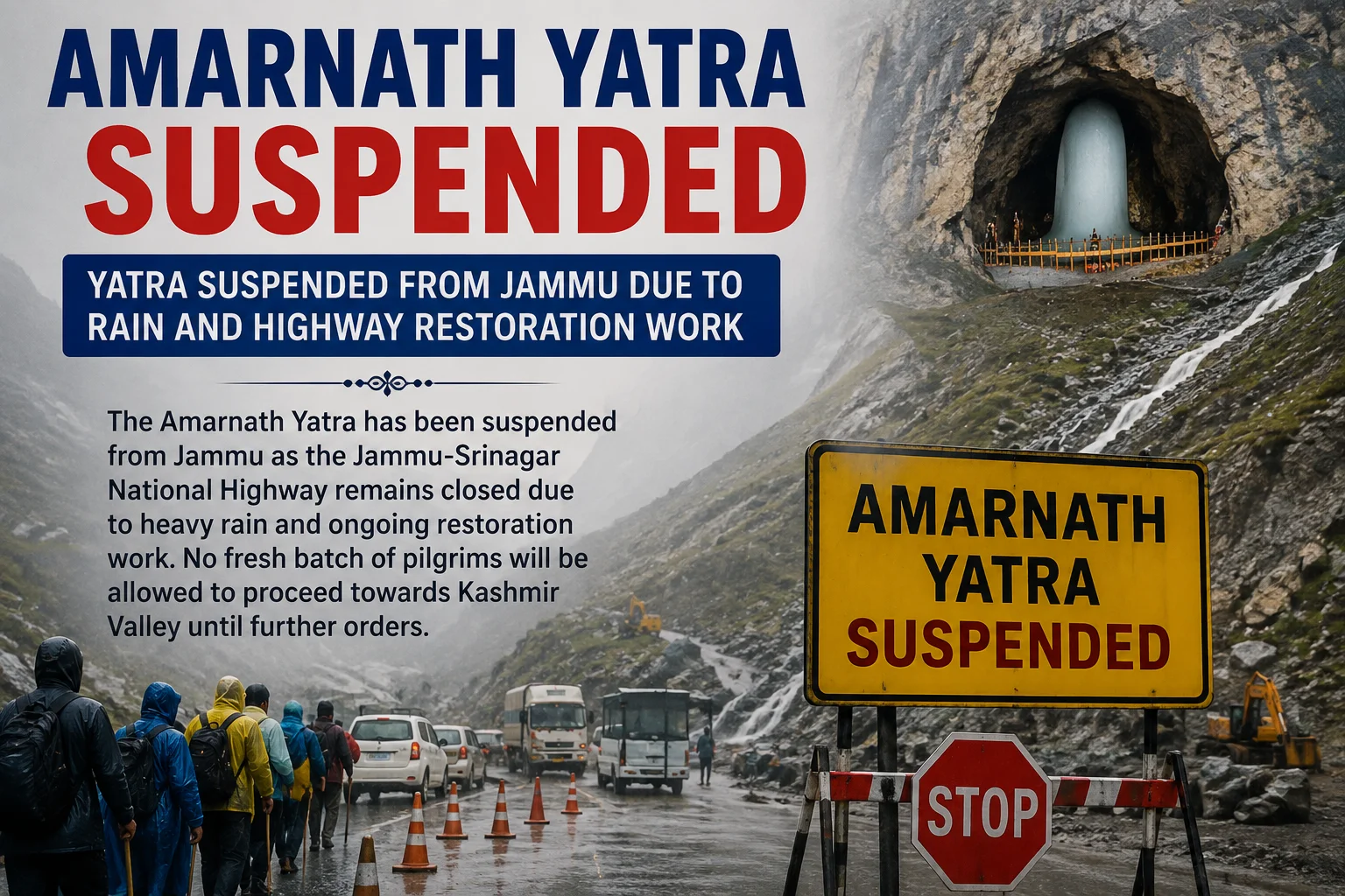 Amarnath Yatra Suspended from Jammu as NH-44 Remains Closed Due to Heavy Rain