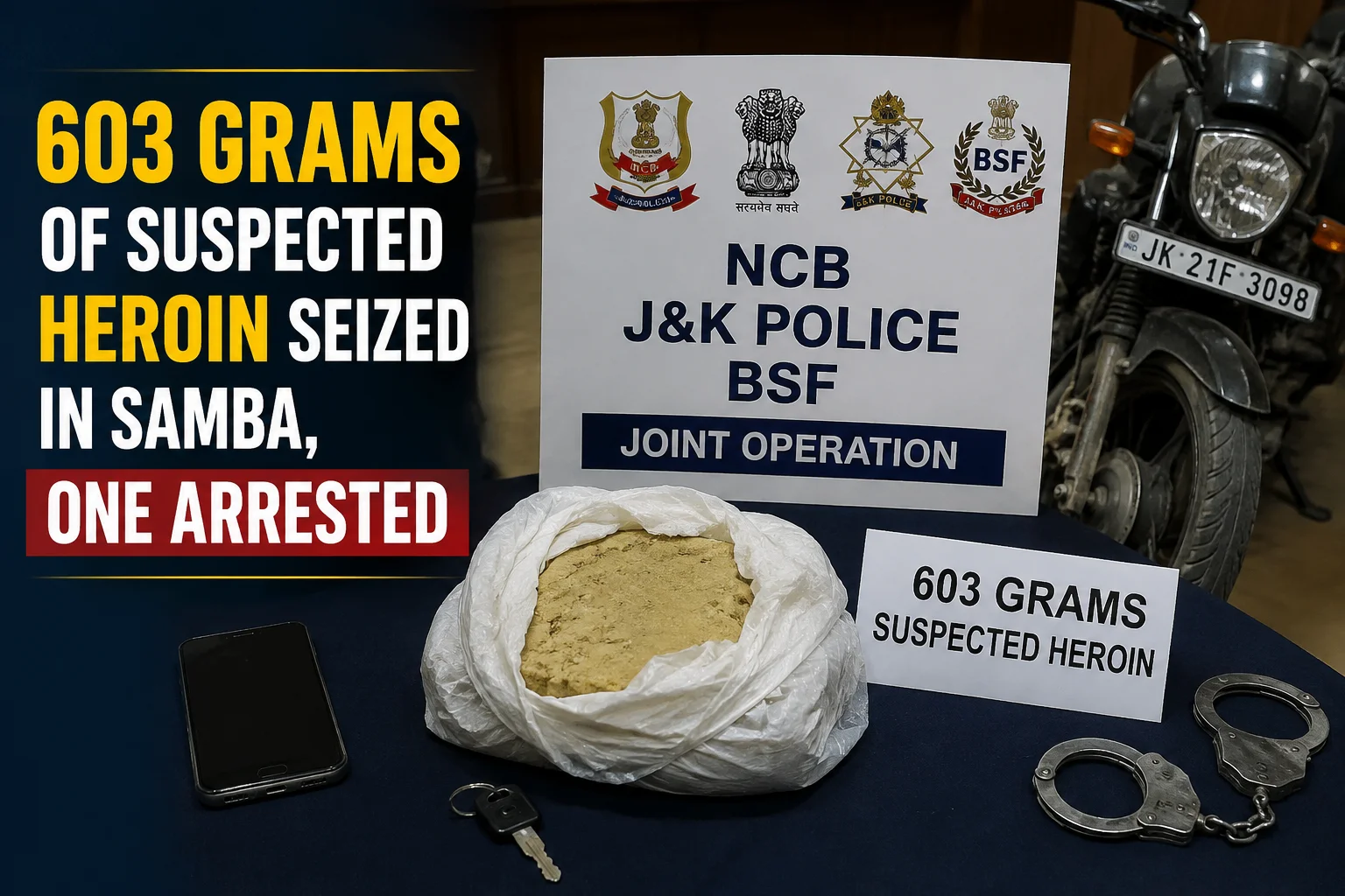 603 Grams Of Suspected Heroin Seized In Samba, One Arrested