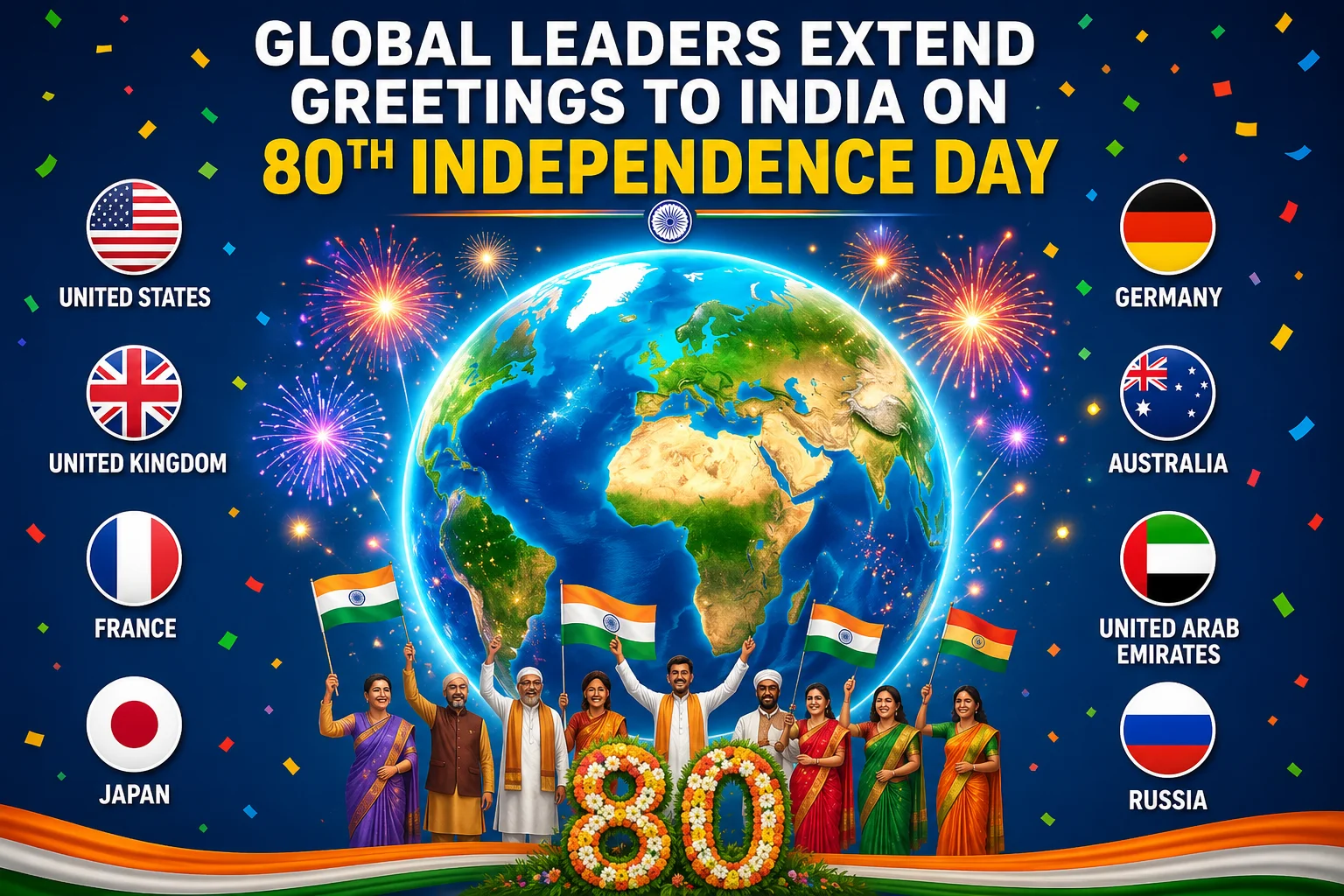 Global Leaders Extend Greetings to India on 80th Independence Day