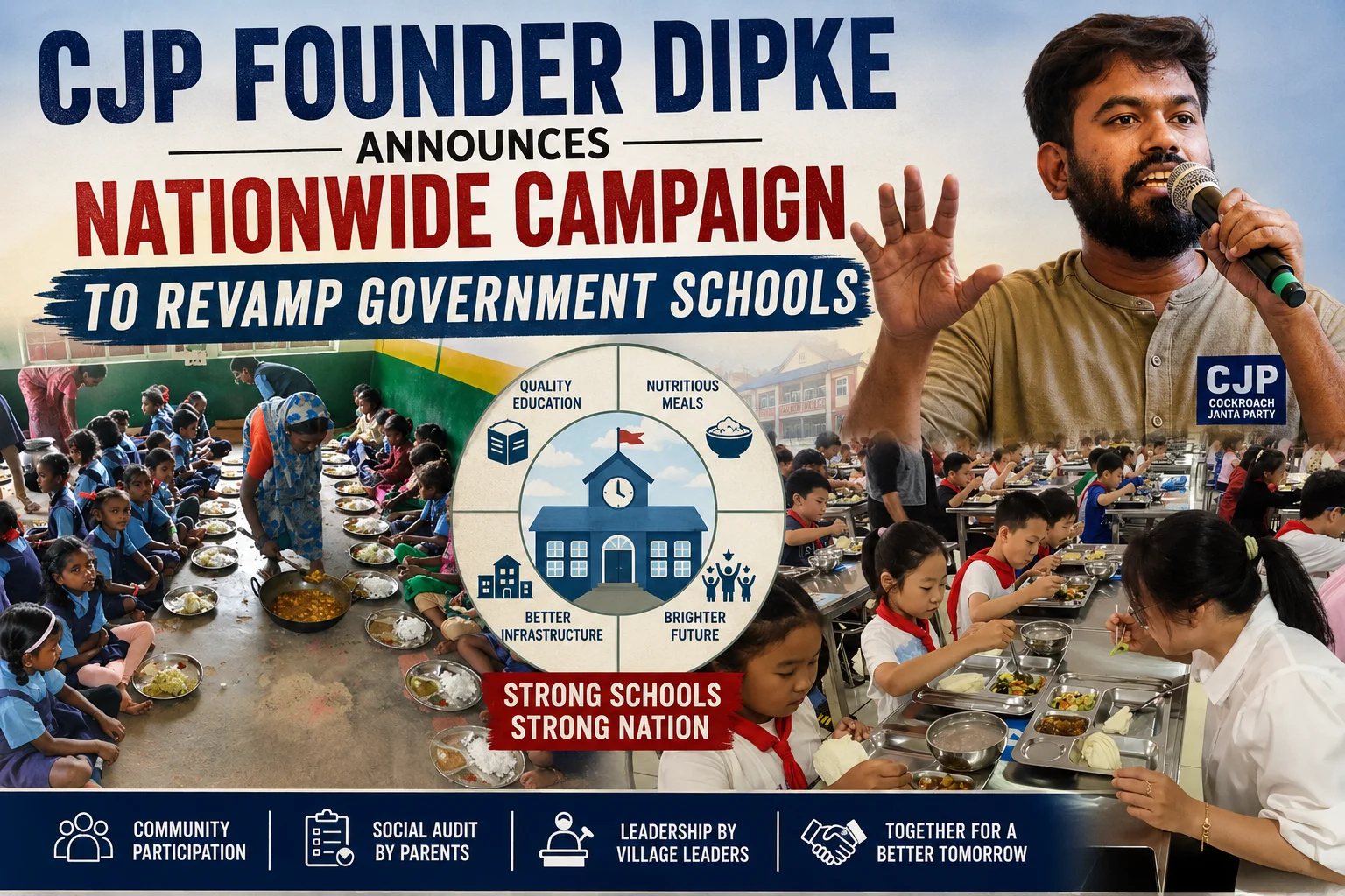 CJP Founder Dipke Announces Nationwide Campaign to Revamp Government Schools in Villages