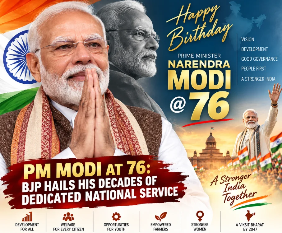 PM Modi at 76: BJP Hails His Decades of Dedicated National Service