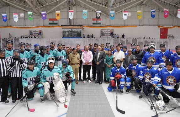 LG VK Saxena Inaugurates Ladakh’s First 24×7 Artificial Ice Hockey Rink in Leh