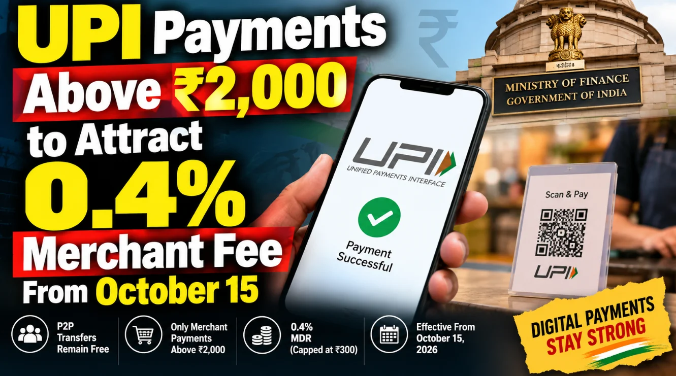 UPI Payments Above ₹2,000 to Attract 0.4% Merchant Fee From October 15
