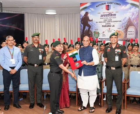 Rajnath Singh flags-off NCC’s All India Girls High Altitude Long Trek ‘Aparajita - Parang La 2026’
